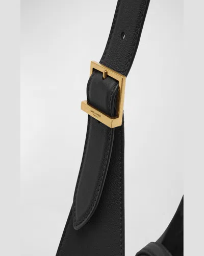 Saint Laurent Le 5 A 7 Ysl Small Hobo In Smooth Supple Leather In Black