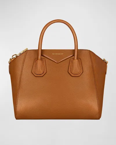 Givenchy Antigona Small Top-handle Bag In Shiny Tumbled Leather In Soft Tan