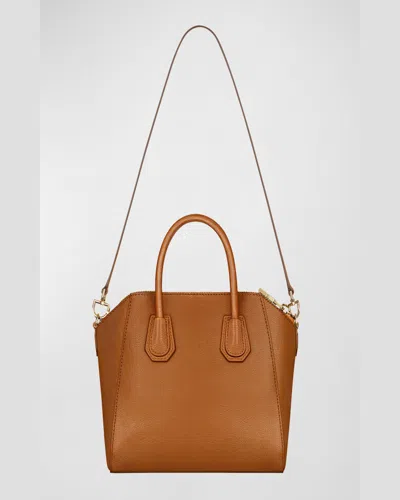 Givenchy Antigona Small Top-handle Bag In Shiny Tumbled Leather In Soft Tan