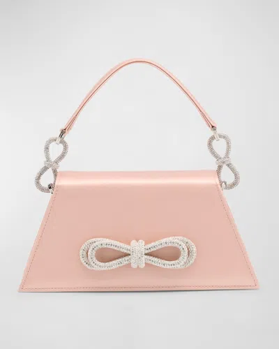 Mach&mach Samantha Bow Satin Top-handle Bag In Nude