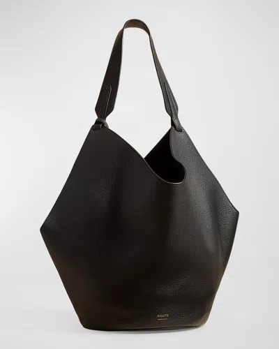 Khaite Medium Lotus Leather Tote Bag In Black