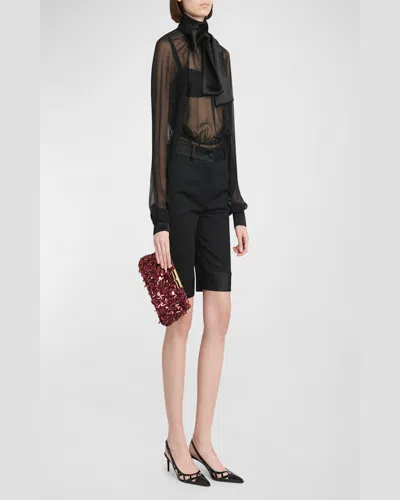 Dolce & Gabbana Marlene Sequined Clutch Bag In Bordeaux Rosso