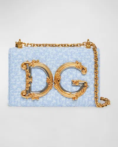 Dolce & Gabbana Dg Girls Flap Boucle Crossbody Bag In Carta Zucchero