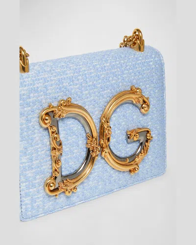 Dolce & Gabbana Dg Girls Flap Boucle Crossbody Bag In Carta Zucchero