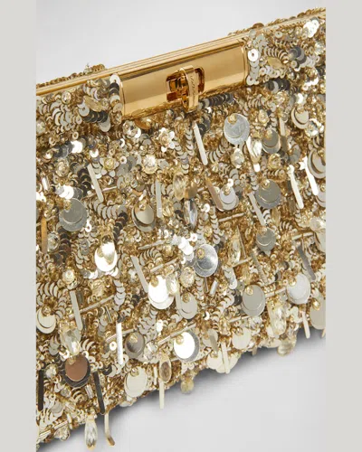Dolce & Gabbana Marlene Sequined Clutch Bag In Oro