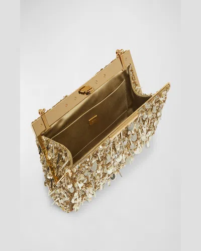 Dolce & Gabbana Marlene Sequined Clutch Bag In Oro