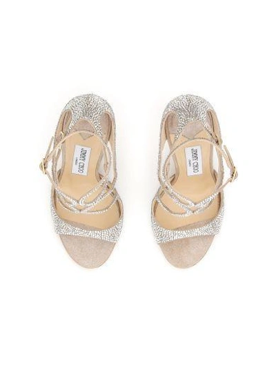 Shop Jimmy Choo Lang Sandals In Nude Crystal|beige