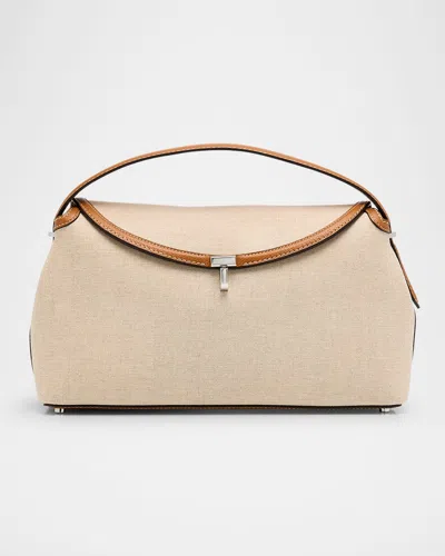 Totême T-lock Canvas Top-handle Bag In Ecru/tan