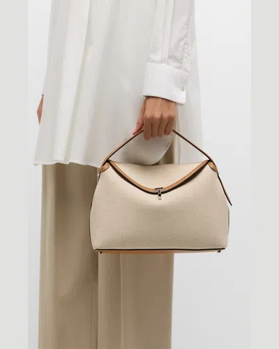 Totême T-lock Canvas Top-handle Bag In Ecru/tan