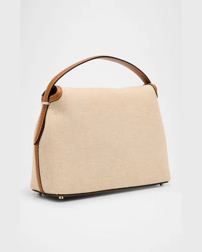 Totême T-lock Canvas Top-handle Bag In Ecru/tan