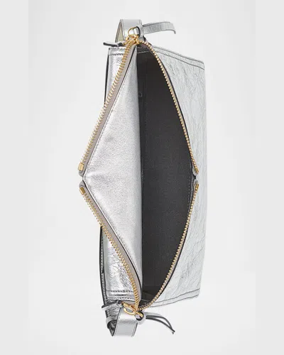 Mcm Diamant 3d Shoulder Bag In Metallic Calf Leather In Silver
