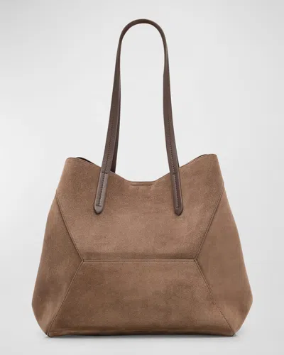 Brunello Cucinelli Bc Duo Small Geometric Suede Tote Bag In Medium Brown