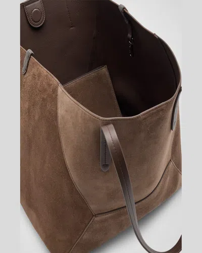 Brunello Cucinelli Bc Duo Small Geometric Suede Tote Bag In Medium Brown
