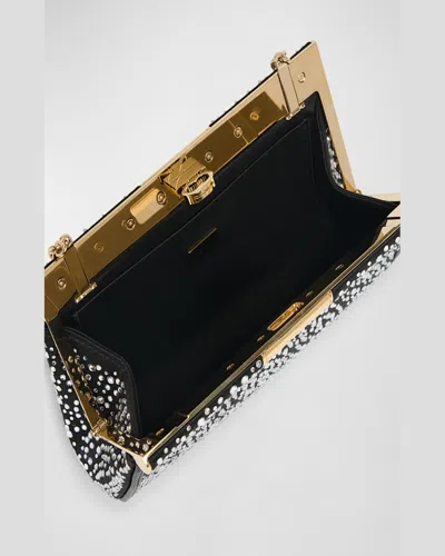 Dolce & Gabbana Small Marlene Rhinestone Embellished Shoulder Bag In Black