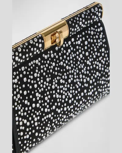 Dolce & Gabbana Small Marlene Rhinestone Embellished Shoulder Bag In Black