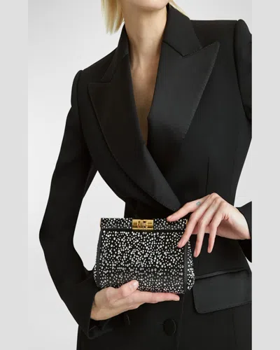 Dolce & Gabbana Small Marlene Rhinestone Embellished Shoulder Bag In Black