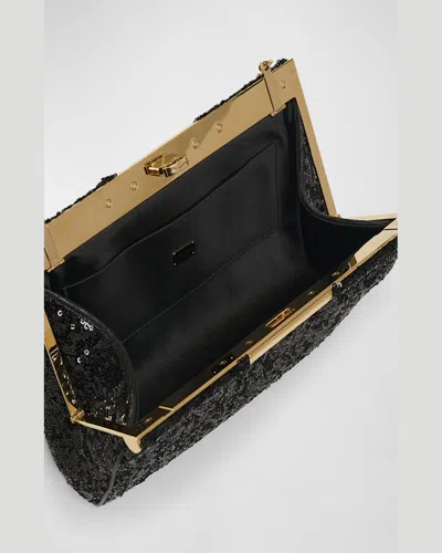 Dolce & Gabbana Medium Marlene Sequined Shoulder Bag In Black