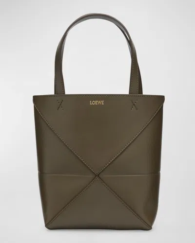 Loewe Womens Dark Khaki Green Puzzle Fold Mini Leather Tote Bag In Dark Khaki Green