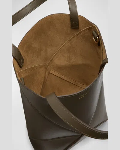 Loewe Womens Dark Khaki Green Puzzle Fold Mini Leather Tote Bag In Dark Khaki Green