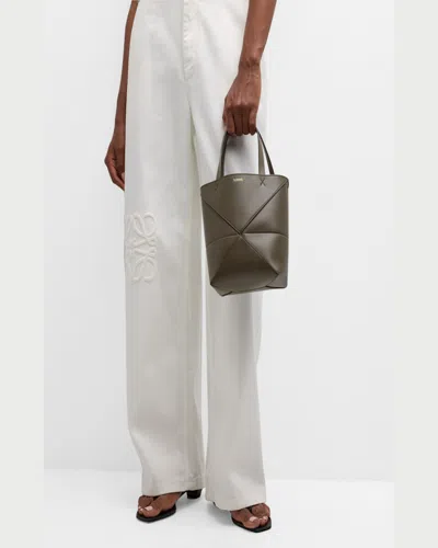 Loewe Womens Dark Khaki Green Puzzle Fold Mini Leather Tote Bag In Dark Khaki Green