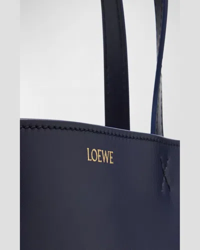 Loewe Puzzle Fold Mini Tote Bag In Shiny Leather In Abyss Blue