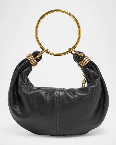 Chloé Small Bracelet Hobo Bag In Grained Leather In Black