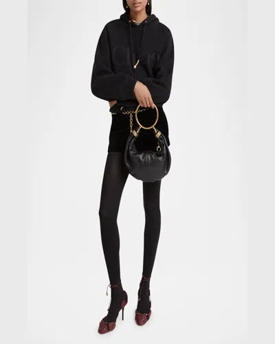 Chloé Small Bracelet Hobo Bag In Grained Leather In Black