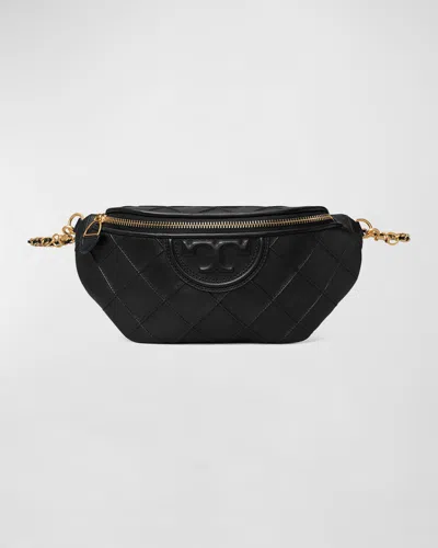 Tory Burch Fleming Soft Quilted Leather Belt Bag In Black