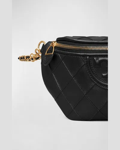 Tory Burch Fleming Soft Quilted Leather Belt Bag In Black