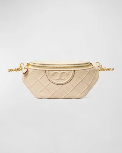 Tory Burch Fleming Convertible Leather Belt Bag In New Cream