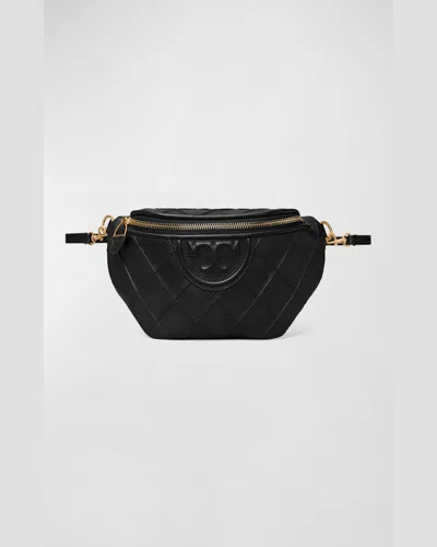 Tory Burch Fleming Soft Quilted Leather Belt Bag In Black