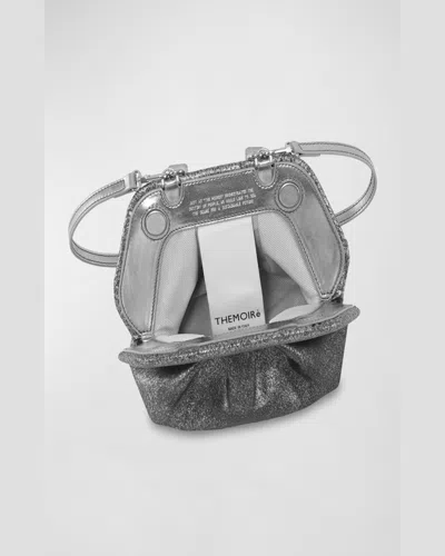 Themoirè Gea Palma Metallic Vegan Fabric Clutch Bag In Silver
