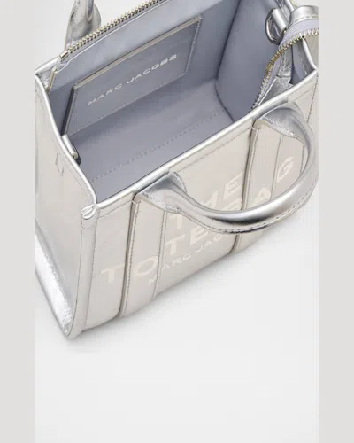 Marc Jacobs The Metallic Leather Small Tote Bag In Metallic Silver