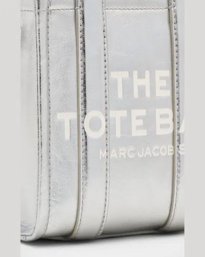 Marc Jacobs The Metallic Leather Small Tote Bag In Metallic Silver