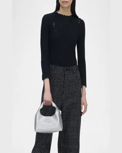 Marc Jacobs The Mini Leather Sack Bag In Silver