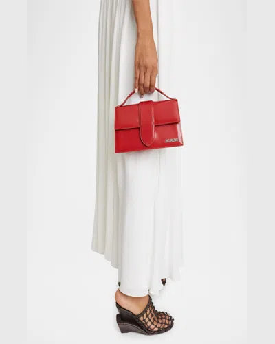 Jacquemus Rectangular Smooth Top Handle Shoulder Bag In Red