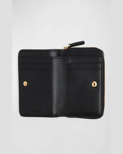 Marc Jacobs Textured Mini Compact Wallet Pockets In Camel