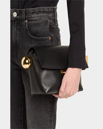 Jacquemus Le Rond Carre Leather Shoulder Bag In Black