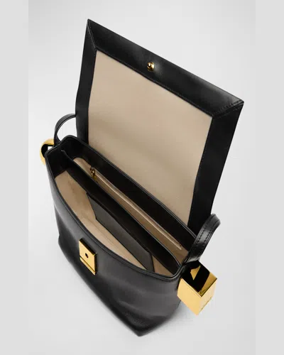 Jacquemus Le Rond Carre Leather Shoulder Bag In Black