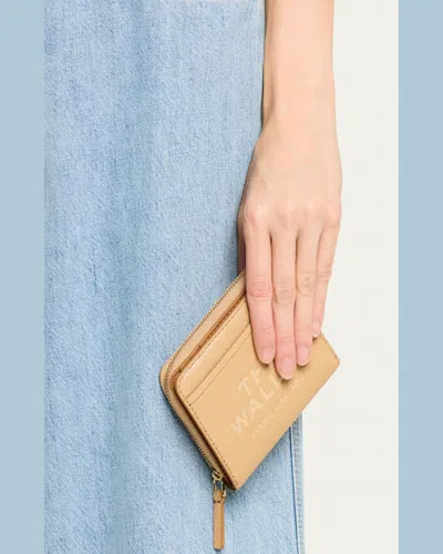 Marc Jacobs Textured Mini Compact Wallet Pockets In Camel