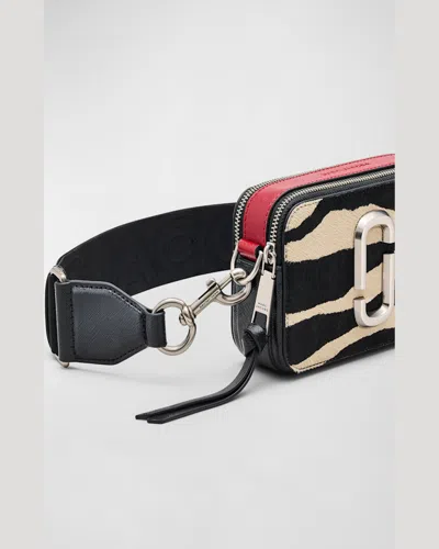 Marc Jacobs Snapshot Pony-effect Shoulder Bag In Blackwhite