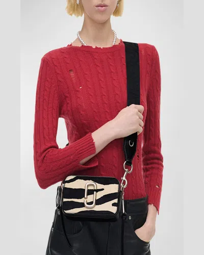 Marc Jacobs Snapshot Pony-effect Shoulder Bag In Blackwhite