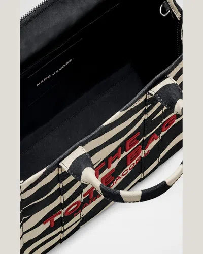 Marc Jacobs Black The Zebra Canvas Medium Tote Bag In Blackwhite