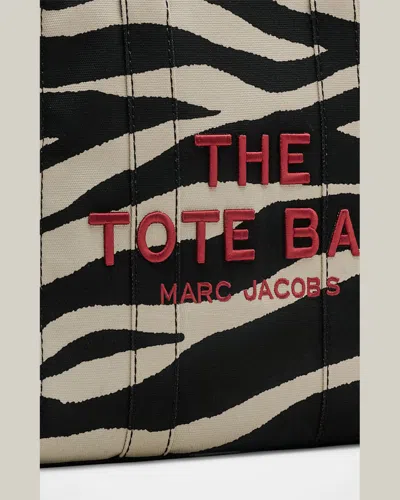 Marc Jacobs Black The Zebra Canvas Medium Tote Bag In Blackwhite