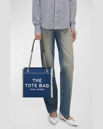 Marc Jacobs The Denim Chain Medium Tote Bag In Blue