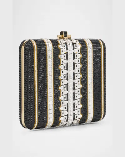 Judith Leiber Lattice Crystal Slim Clutch Bag In Champagne Jet Multi
