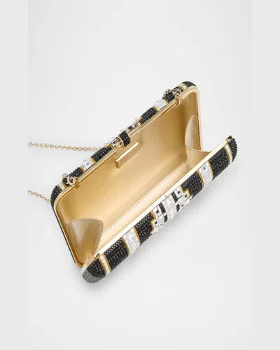 Judith Leiber Lattice Crystal Slim Clutch Bag In Champagne Jet Multi