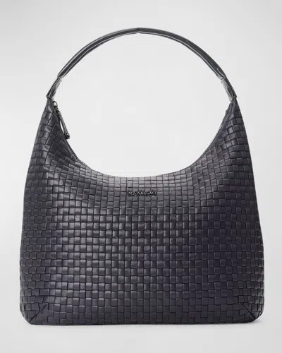 Mz Wallace Large Woven Shoulder Bag In Black