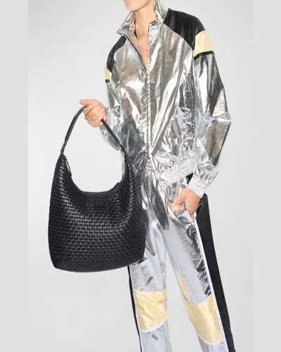 Mz Wallace Large Woven Shoulder Bag In Black