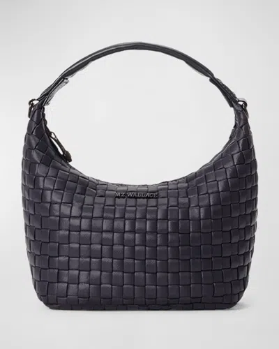 Mz Wallace Mini Woven Top Handle Hobo Bag In Black